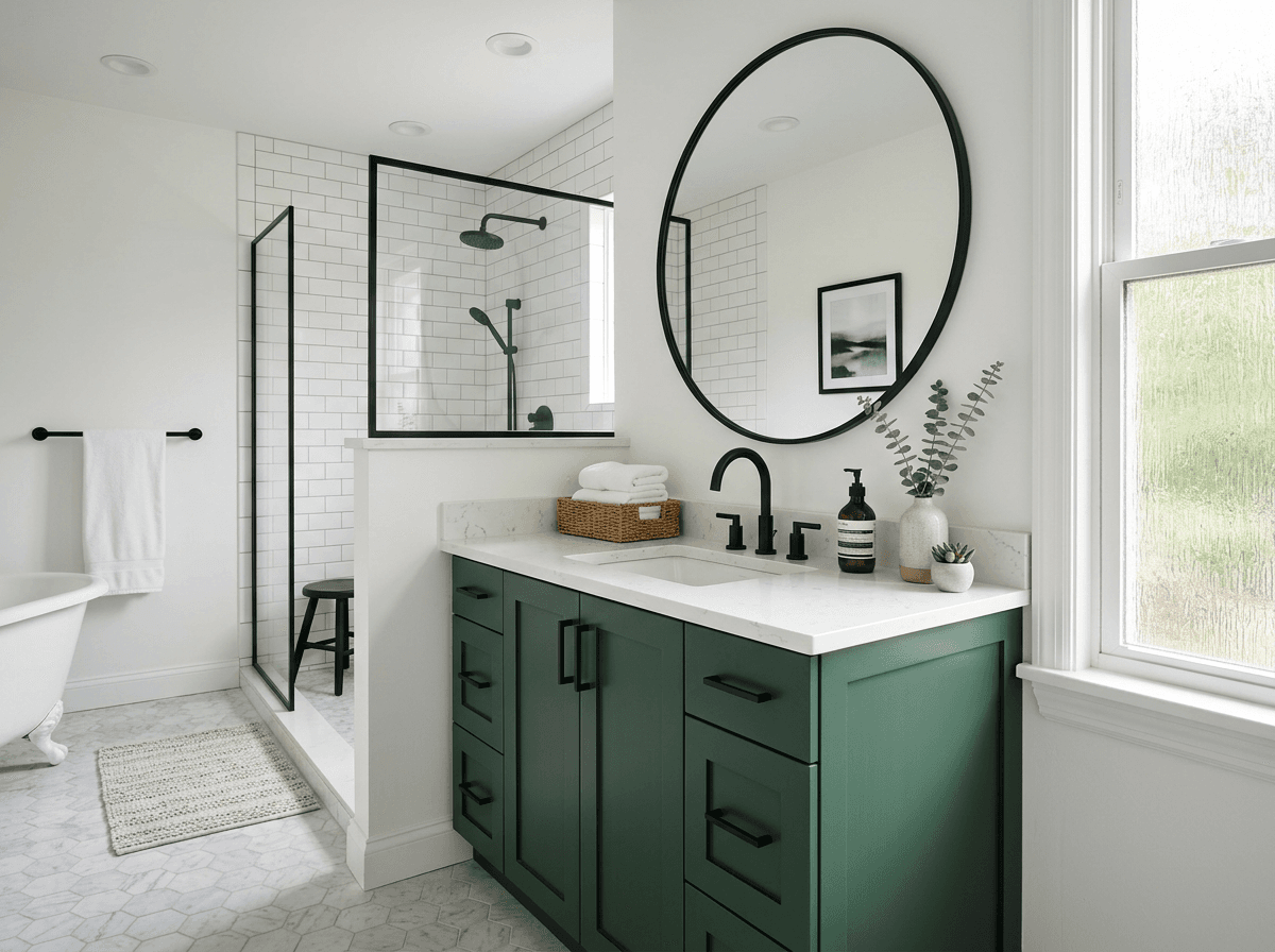 Painted bathroom vanity cabinet in Shelby Township