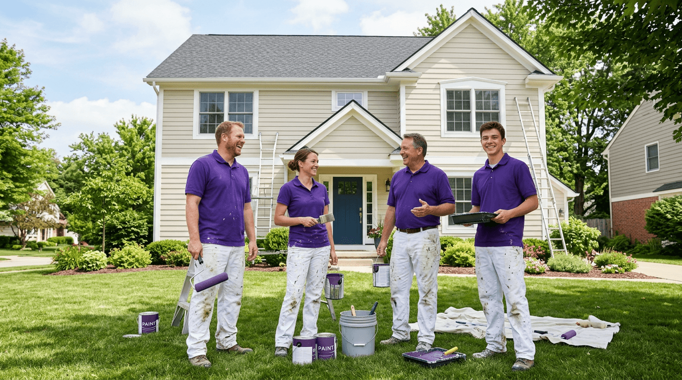 Shelby Macomb Painters crew preparing a room for interior painting in Macomb County, MI